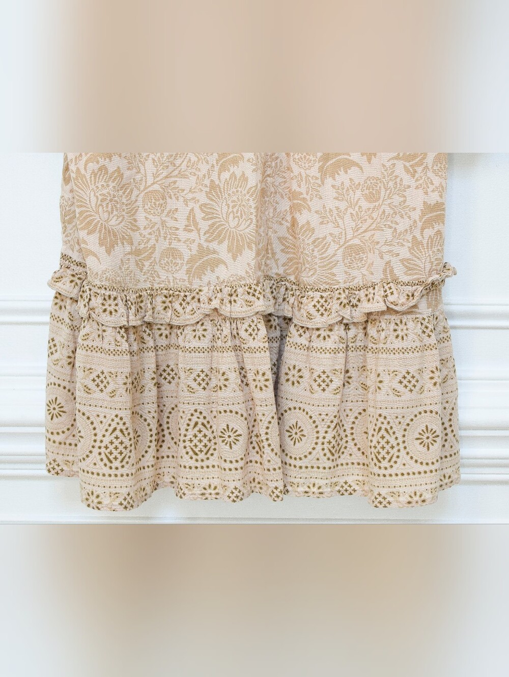 Spell Lioness Tunic Dress Beige Floral Babydoll Mini Sz XS Tassel Boho Romantic - Picture 13 of 15